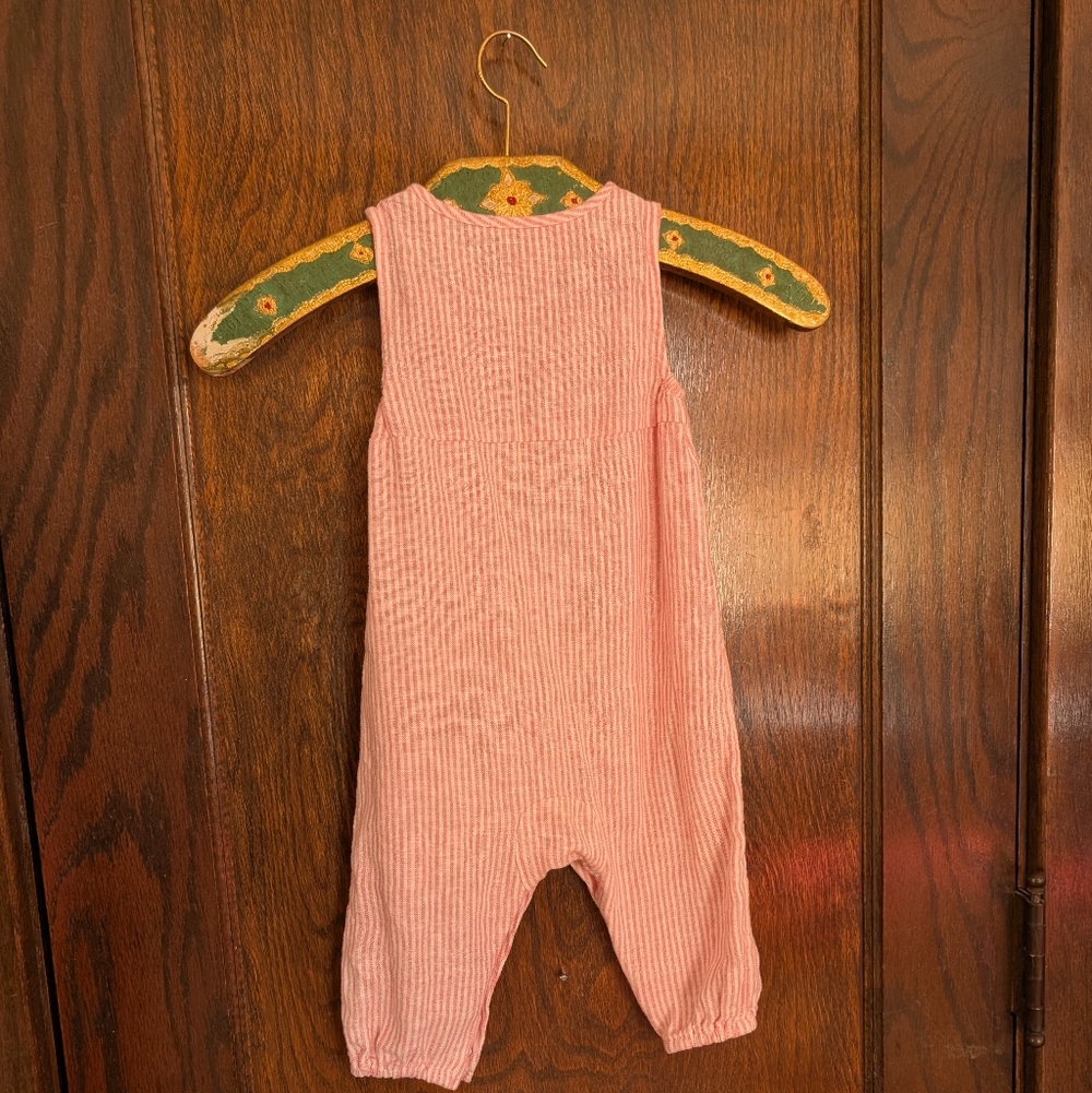 Baby Boden Linen/Rayon Seersucker Pink Floral One Piece Spring Easter 9mos - Picture 3 of 8